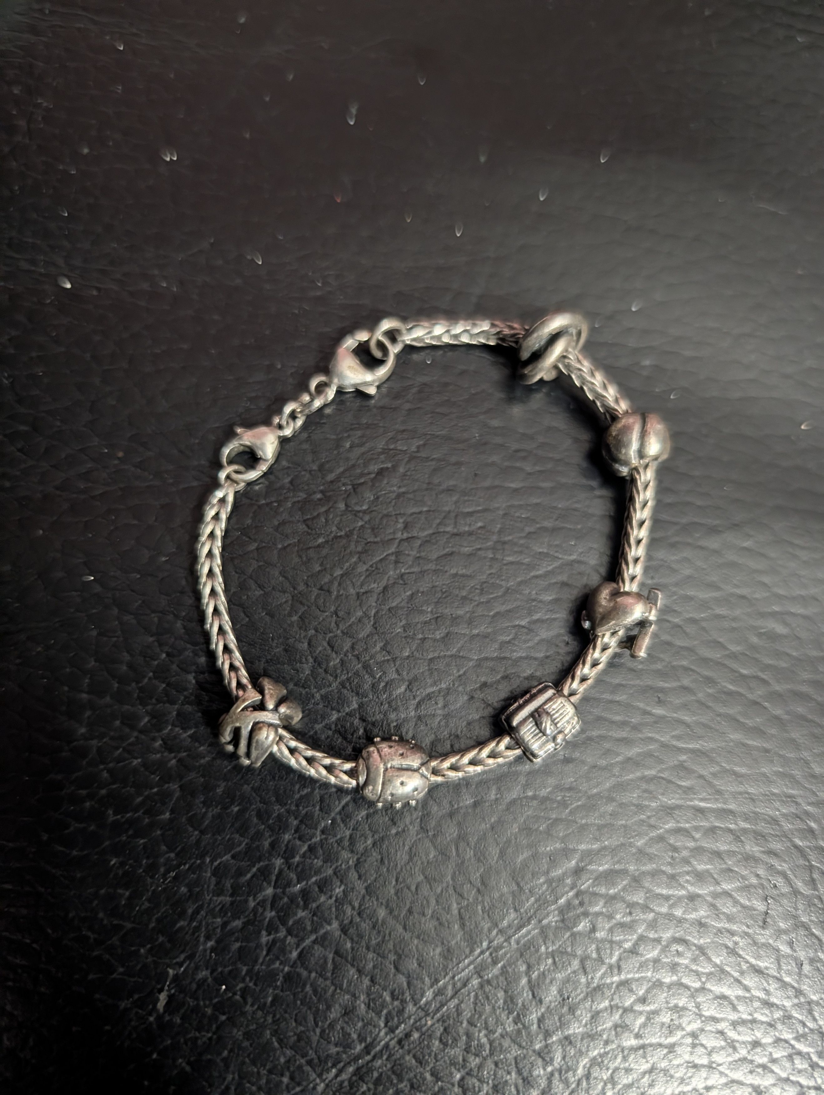 Sterling Silver TROLLBEADS 925 Foxtail 6-charm Sterling Silver Bracelet Size ONE SIZE - 1 Thumbnail