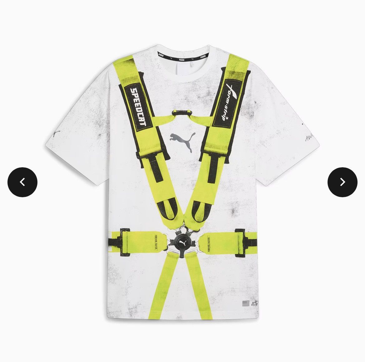 image of Asap Rocky X Puma Seatbelt Tee Size Medium in White, Men's