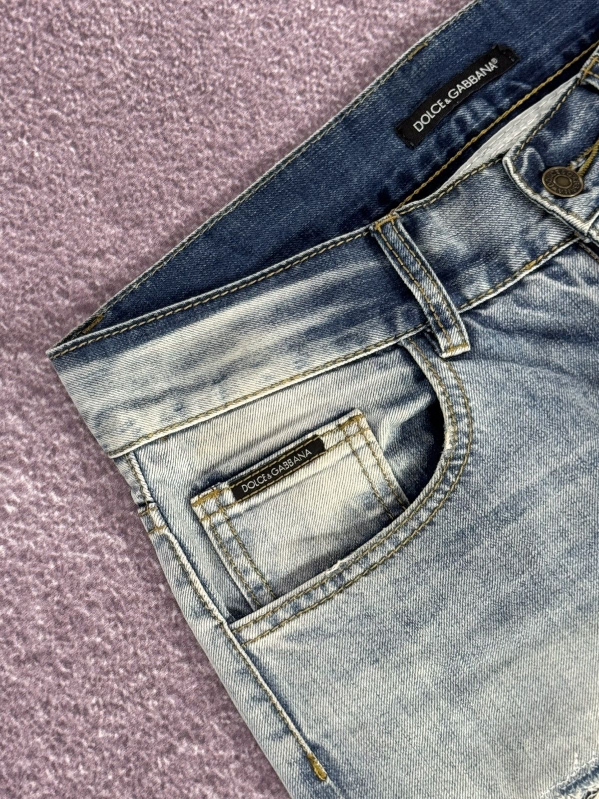 Dolce & Gabbana D&G Dolce & Gabbana Y2K Ribbed Denim Faded Jeans Size 32" / US 10 / IT 46 - 7 Thumbnail