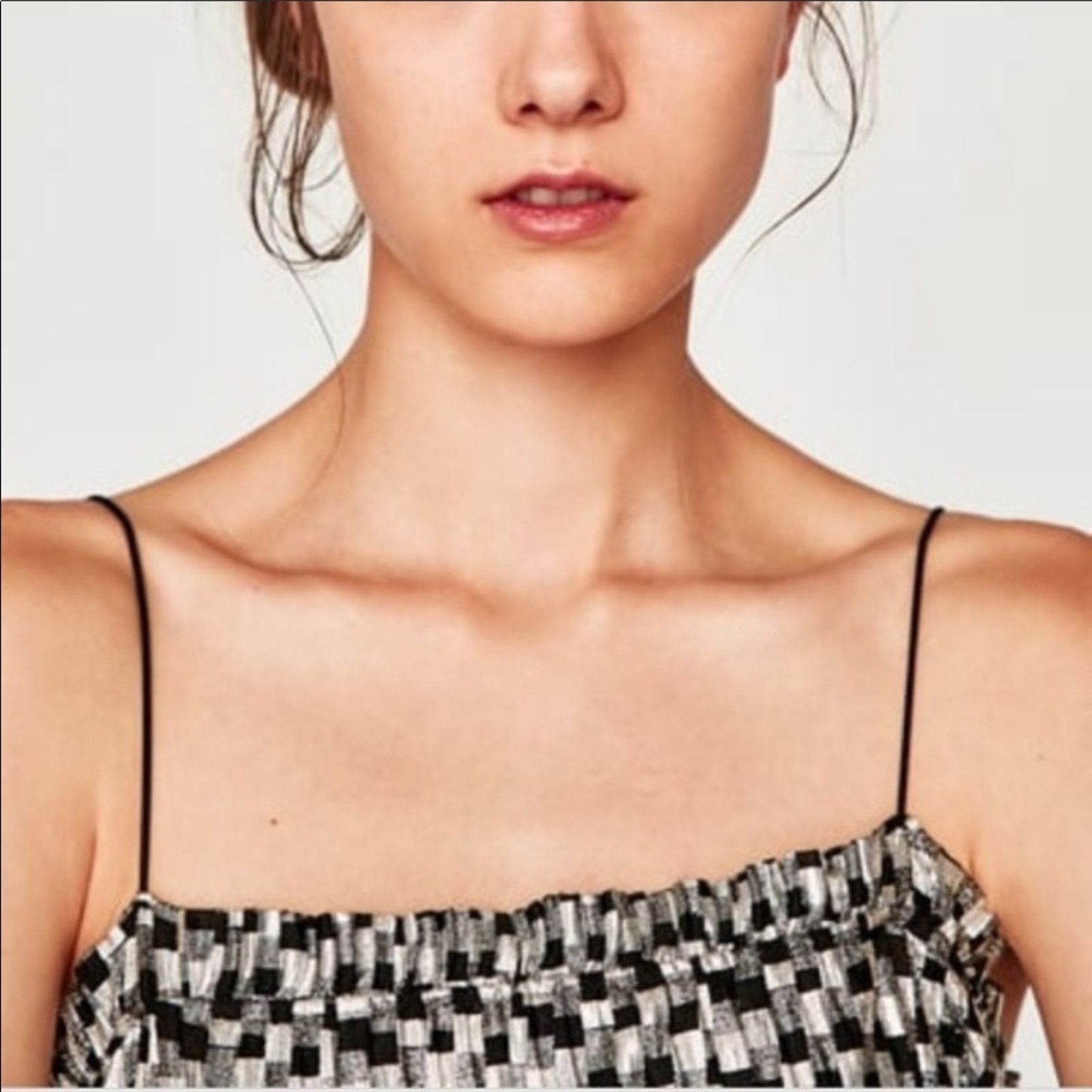 Zara Zara Silver Black Spaghetti Strap Mini Dress Size Large Size L / US 10 / IT 46 - 6 Thumbnail