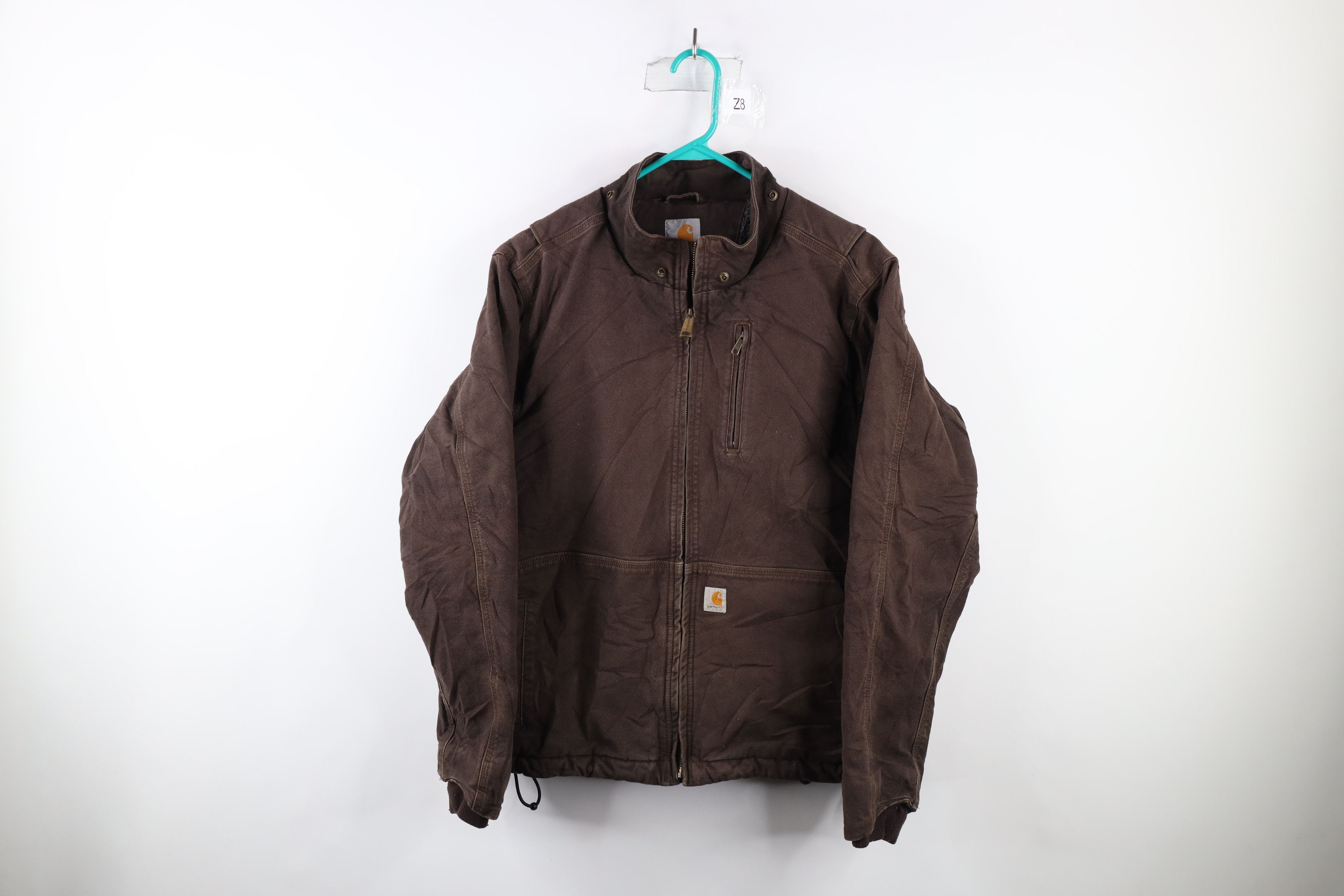 Carhartt × Vintage Vintage Carhartt Spell Out Fleece Lined Canvas Jacket Brown Size L / US 10 / IT 46 - 1 Thumbnail