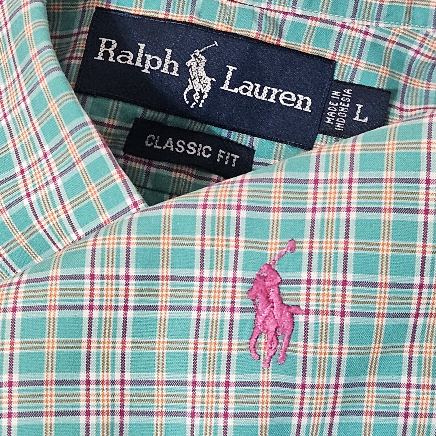 Polo Ralph Lauren VINTAGE Polo Ralph Lauren Green Striped Button-Up Dress Shirt L Men's Large Cotton Oxford Classic Stretch Size 42R - 2 Thumbnail