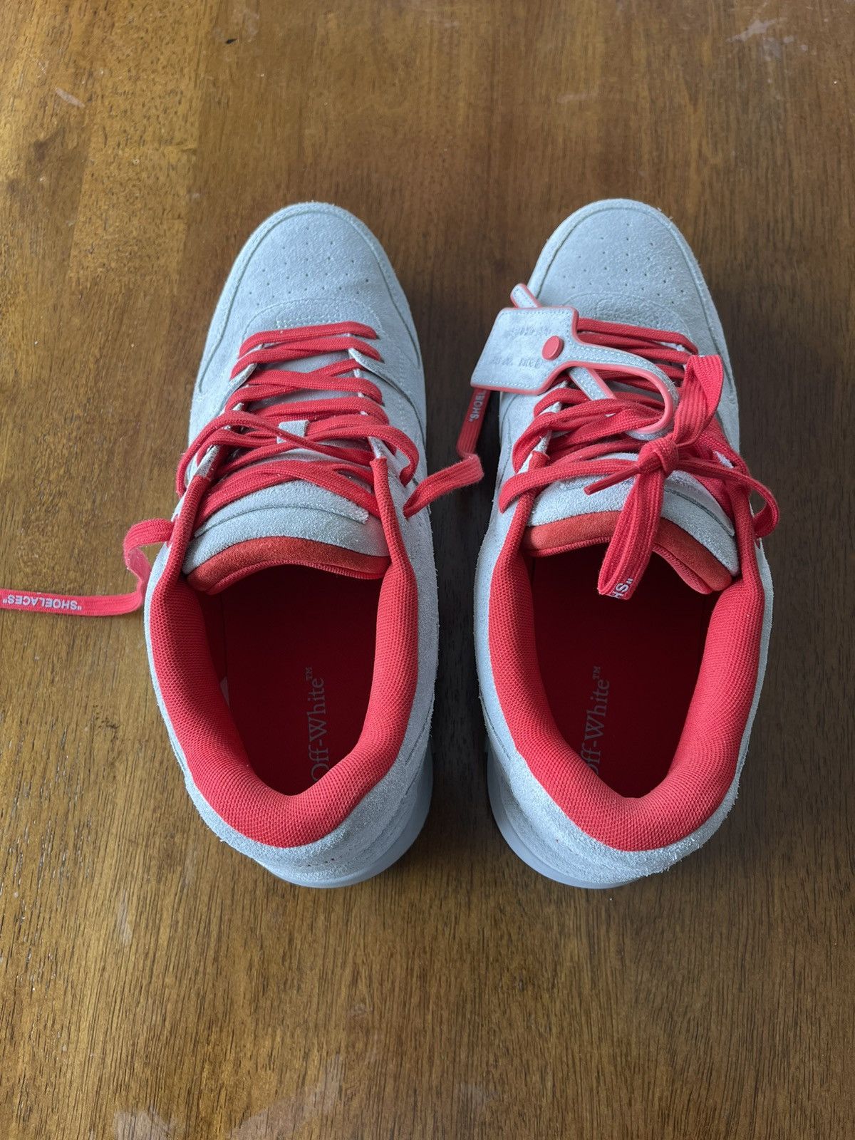 Off-White Off-White Men's Suede Low-Top Sneakers in Light Gray/Red Size US 13 / EU 46 - 5 Thumbnail