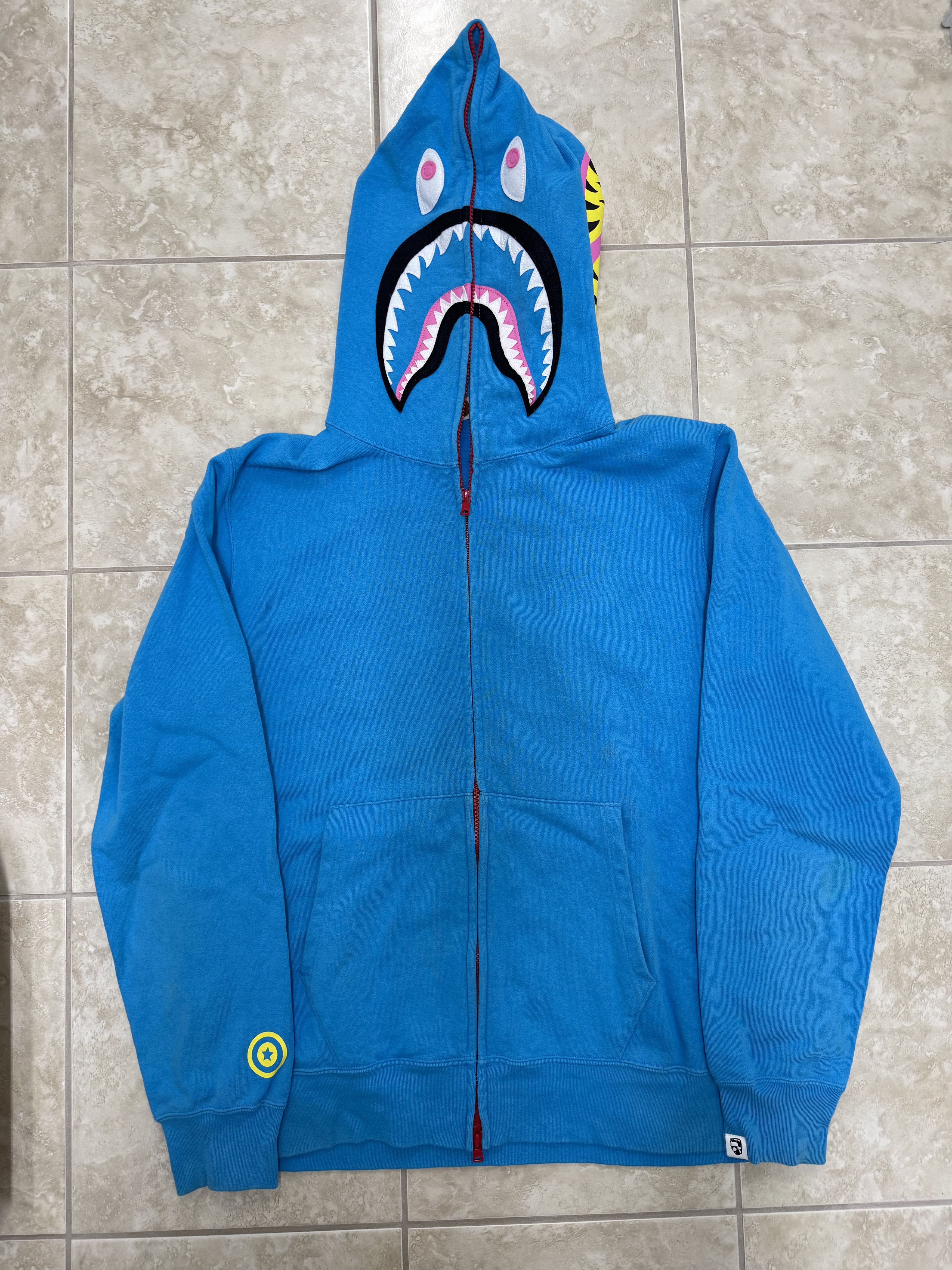 Bape Bape Light Blue Shark Full Zip Hoodie Mens Extra-Large Size US XL / EU 56 / 4 - 1 Thumbnail