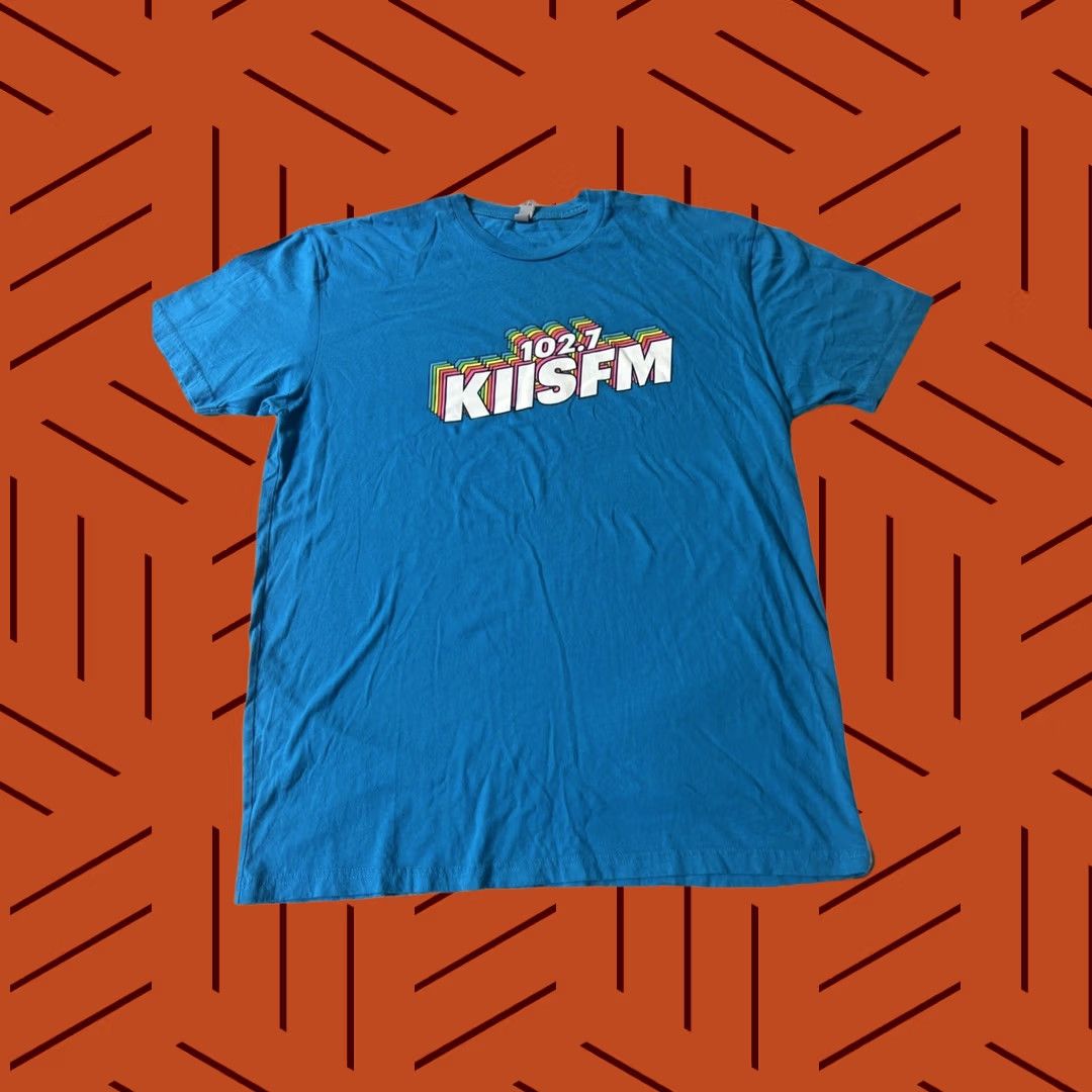 Next Level VINTAGE KIIS FM Radio 102.7 Rainbow Logo Shirt XL Blue Next Level Men Short Sleeve Crew Neck Graphic Print Concert/Never Worn Size US XL / EU 56 / 4 - 1 Thumbnail