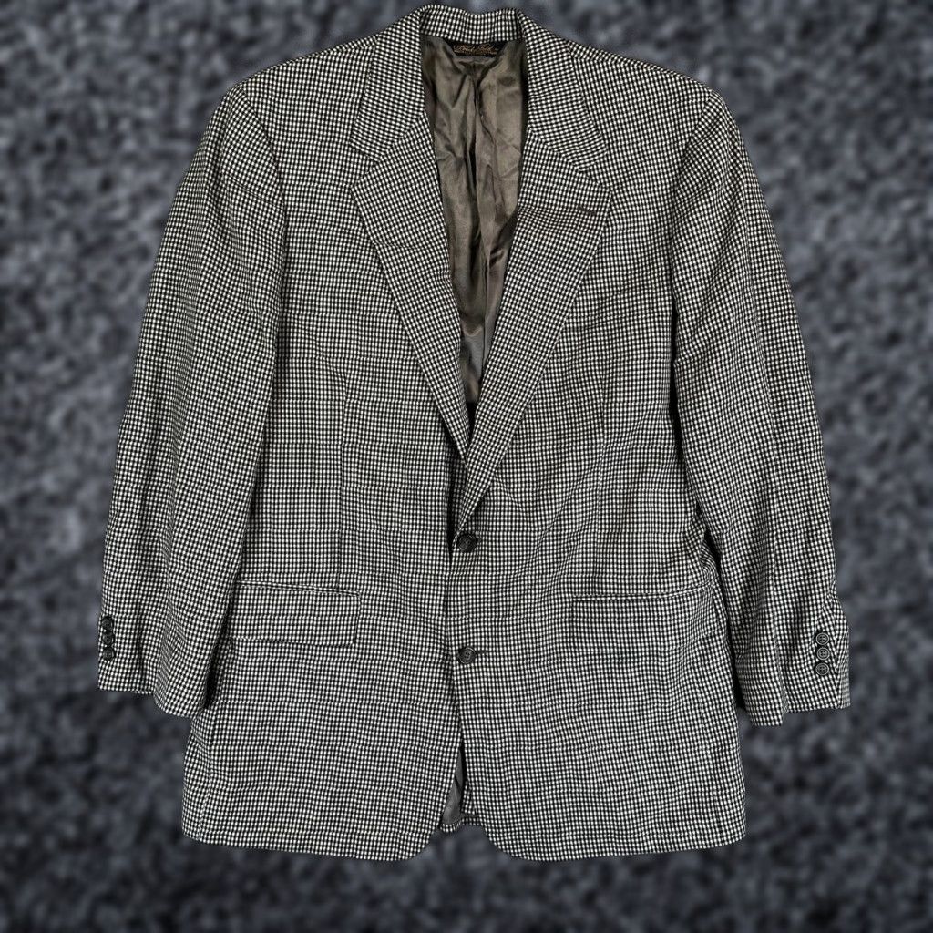 Brooks Brothers Brooks Brothers Blazer Sport Coat Mens 43 Gray Check Wool Tweed Made USA Size 46R - 1 Thumbnail