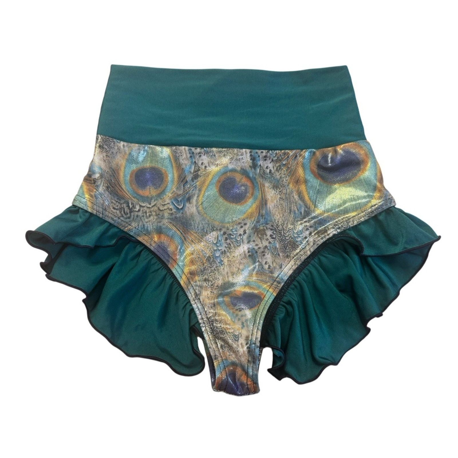 Other FABLES By BARRIE Custom Metallic Peacock Ruffled Bikini Sz S Size ONE SIZE - 5 Thumbnail