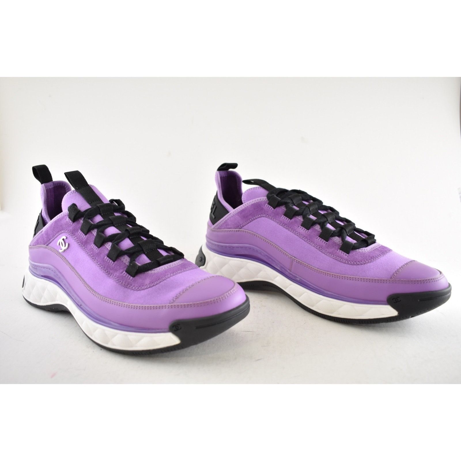 Chanel Chanel 20C Mens Purple Black White CC Logo Lace Up Low Size US 11 / EU 44 - 3 Thumbnail