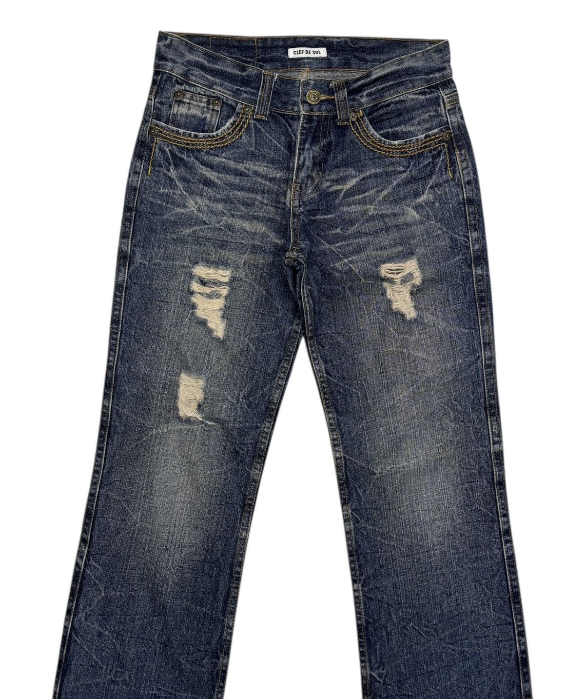 Beauty Beast × Hysteric Glamour Vintage Clef De Sol Distressed Denim Jeans Size US 30 / EU 46 - 5 Thumbnail