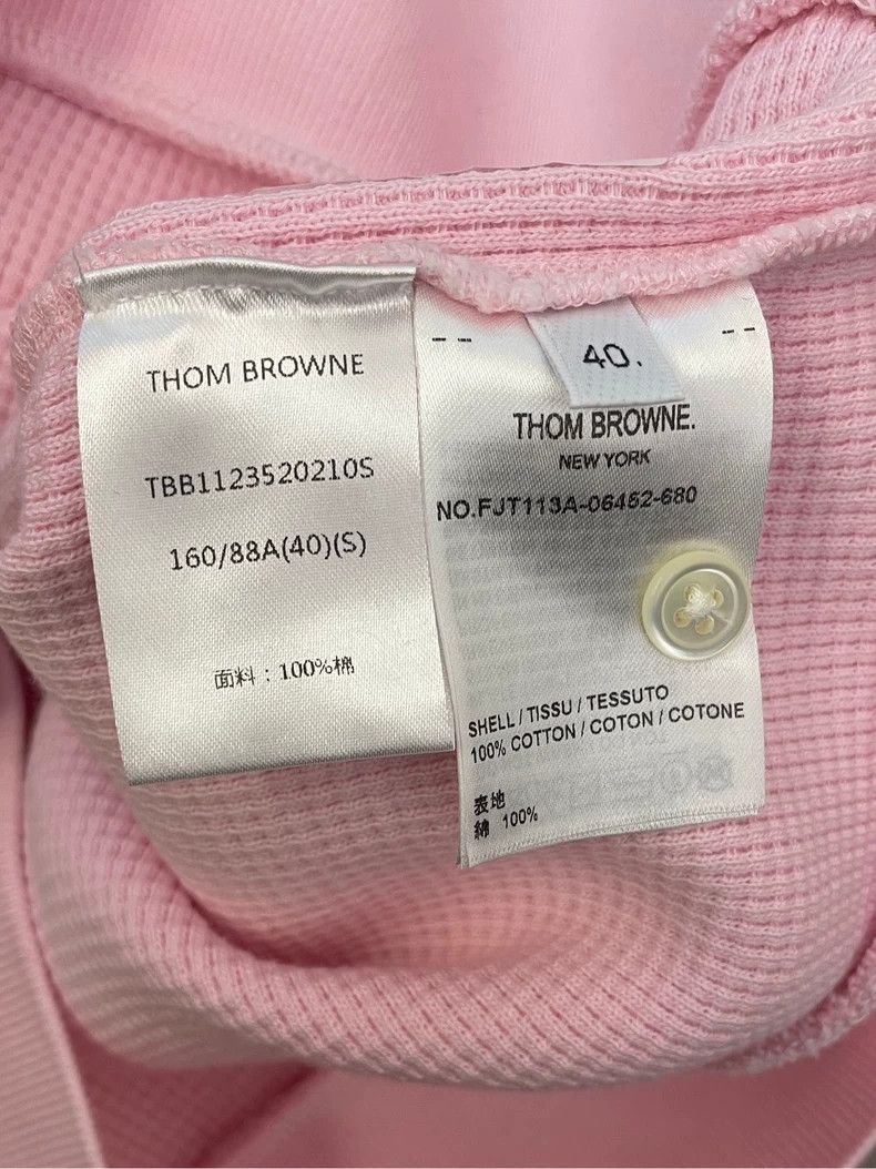 Thom Browne Thom browne Cherry blossom pink four-striped waffle round-n Size S / US 4 / IT 40 - 6 Thumbnail