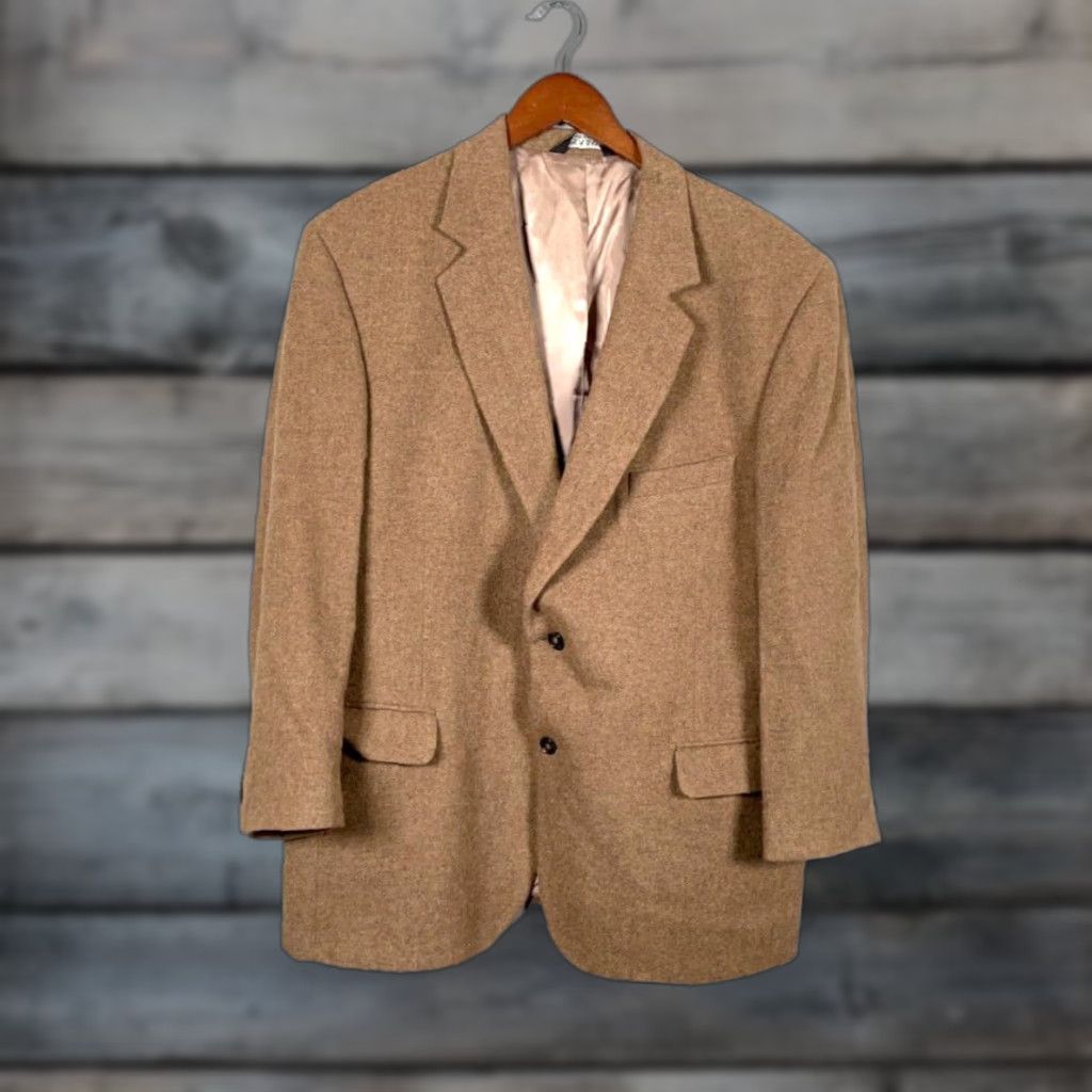 Jos. A. Bank Jos. A. Bank Blazer Mens 46 Regular Camel Hair Two-Button Jacket Brown Solid Notch Lapel Vintage? No (rearranged as requested) Size 46R - 1 Thumbnail