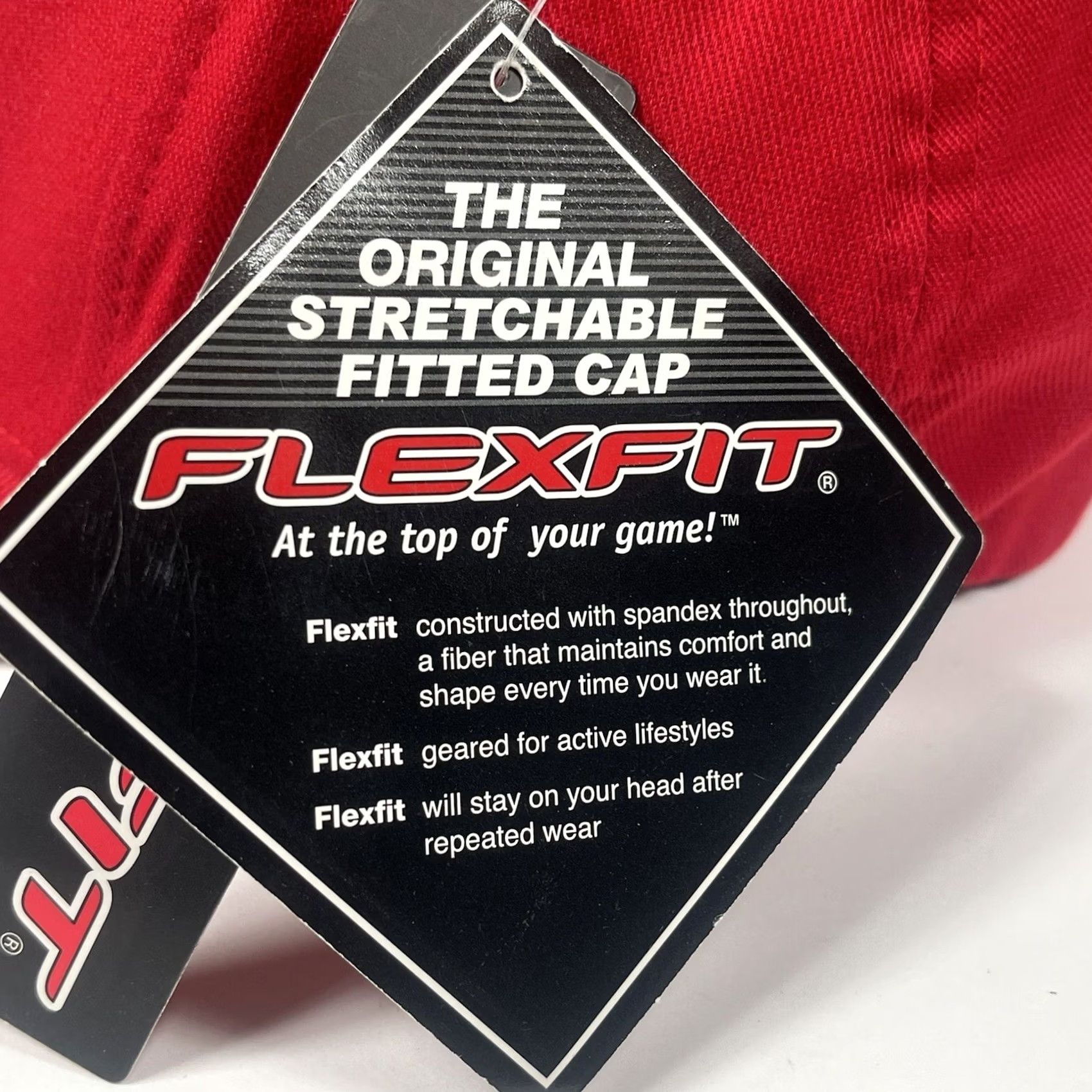 Vintage Flexfit Red Baseball Hat Cap Adult Size S-M Fitted Stretch Breathable Stars Logo Y All Stars Size ONE SIZE - 4 Thumbnail