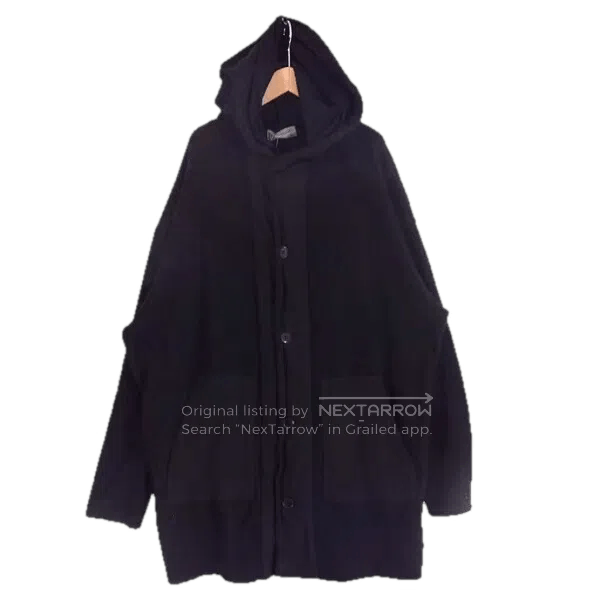 Yohji Yamamoto Black Hooded Button-Up Jacket Size L. Size US L / EU 52-54 / 3 - 1 Thumbnail