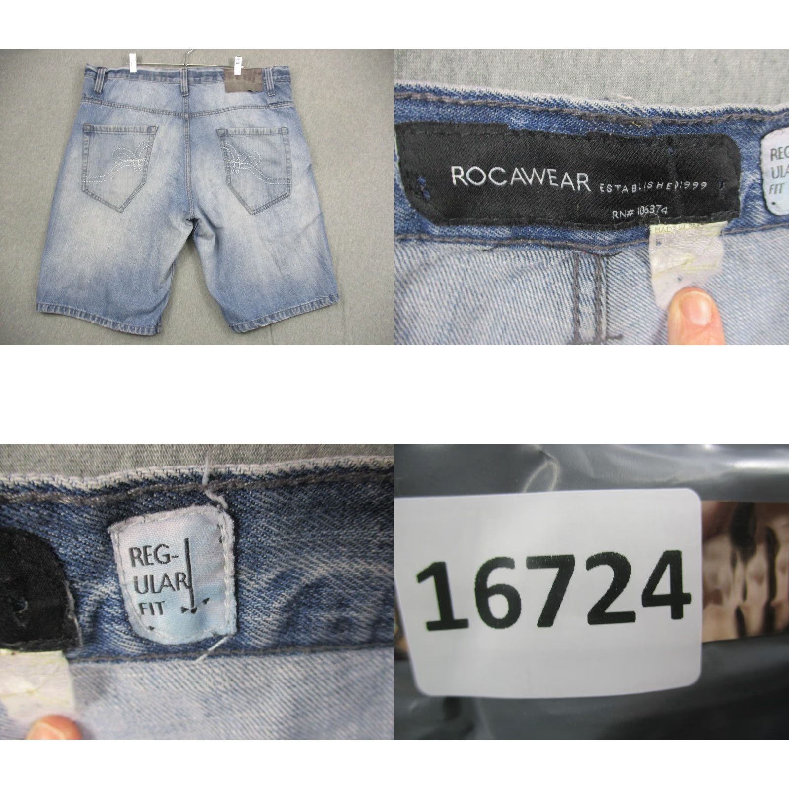 Rocawear Rocawear Shorts Mens 42 Blue Denim Regular Fit Distressed Logo Embroidered Hip Hop Casual Bermuda Jeans Size US 38 / EU 54 - 8 Thumbnail