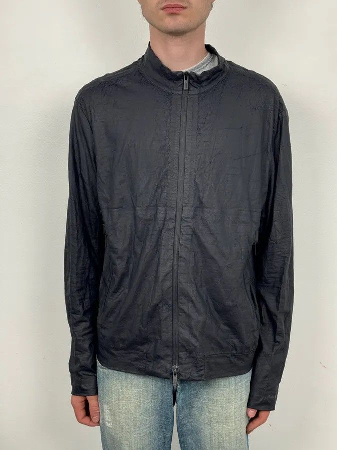 Armani Armani Collezioni Navy Waxed Coated Light Jacket Size US L / EU 52-54 / 3 - 2 Thumbnail