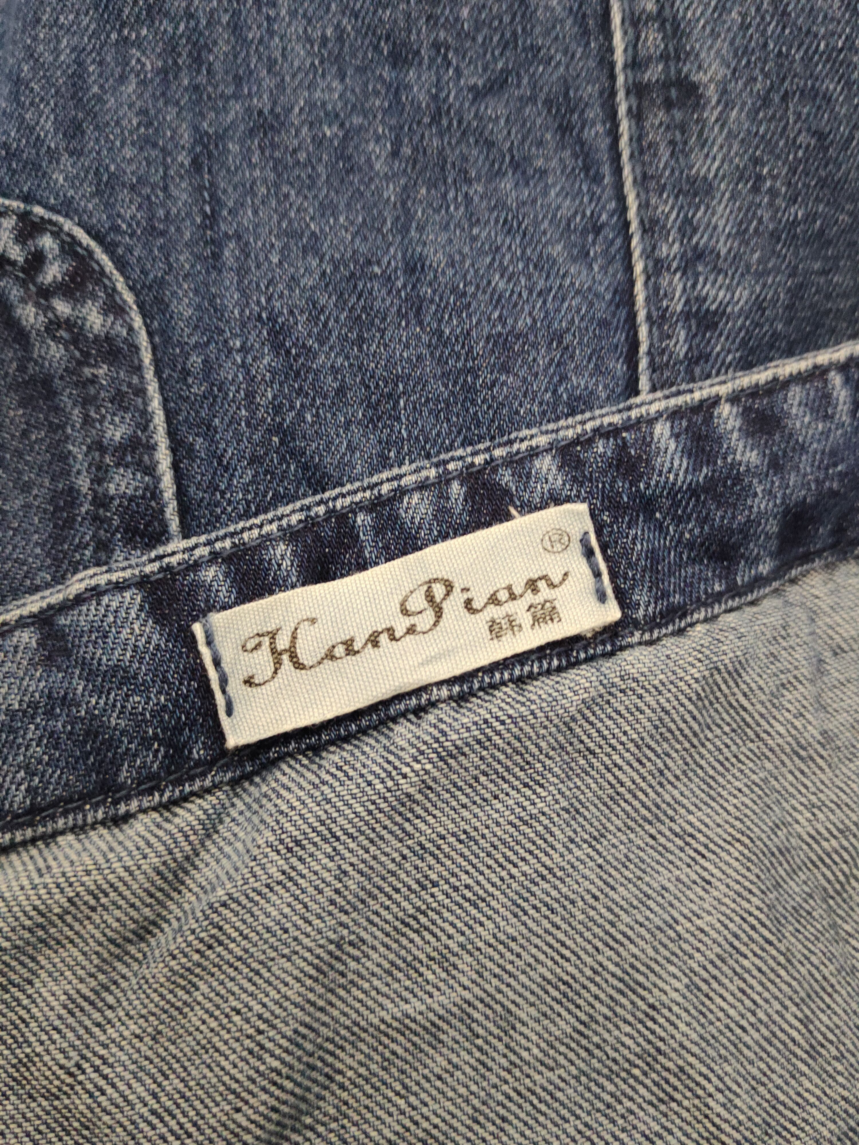 Japanese Brand × Vintage Avant Garde Fashion by Han Pian Blue Denim Skirt Jumpsuits Size 40" / US 18 - 11 Thumbnail