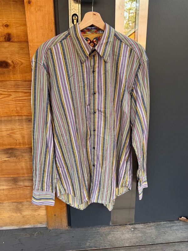 Robert Graham Colorful Men’s Striped Shirt Cotton and Silk Robert Graham Size US L / EU 52-54 / 3 - 5 Thumbnail