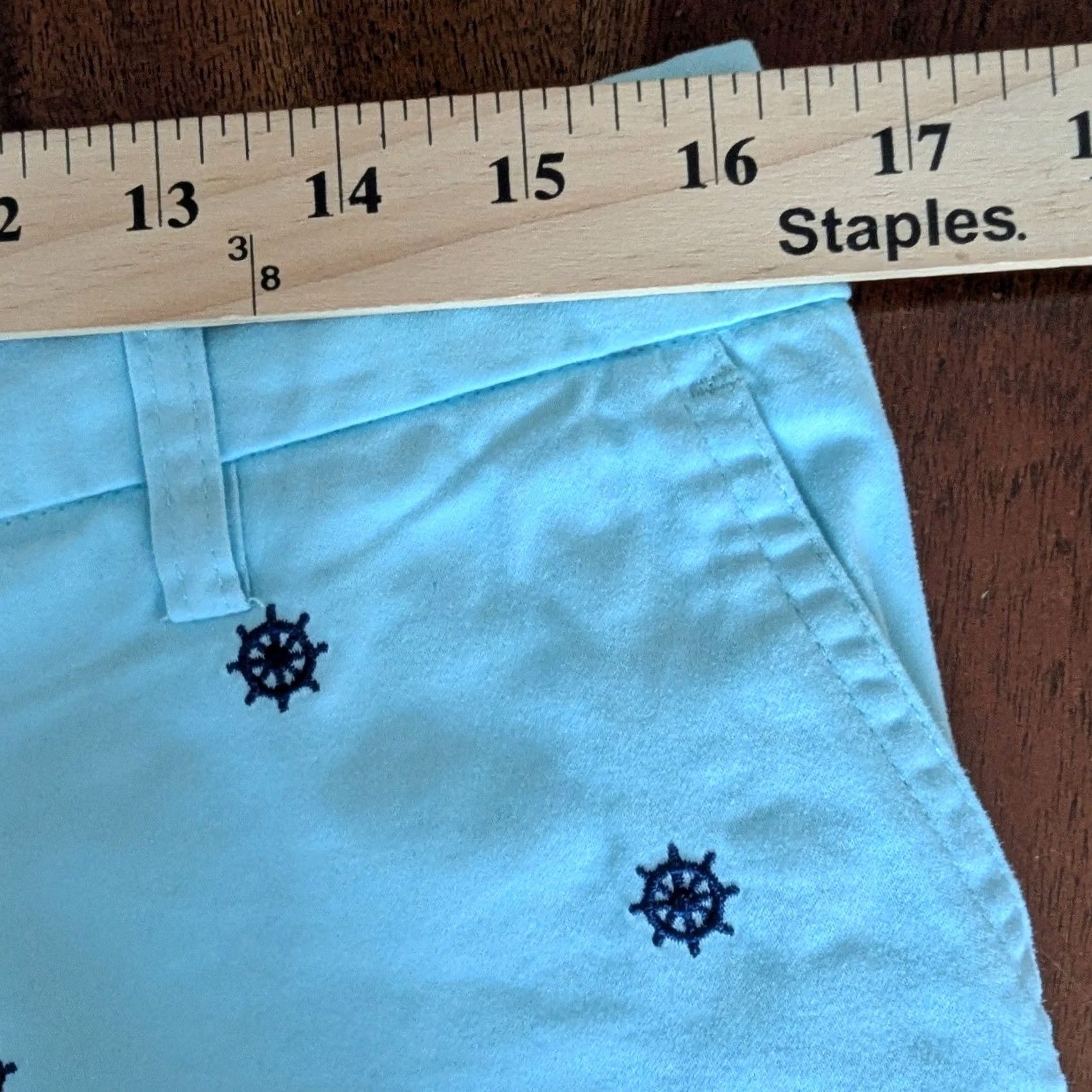 AQUA Pastel Aqua Blue Nautical Ship Wheel Embroidered Shorts Womens 8 Preppy Coastal Size 30" / US 8 / IT 44 - 4 Thumbnail