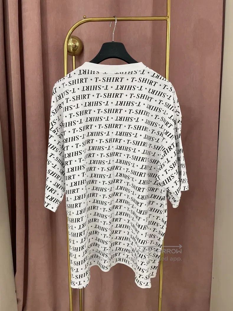 Balenciaga Balenciaga V-Neck White Letter Printed T-Shirt Size US XXS / EU 40 - 2 Thumbnail
