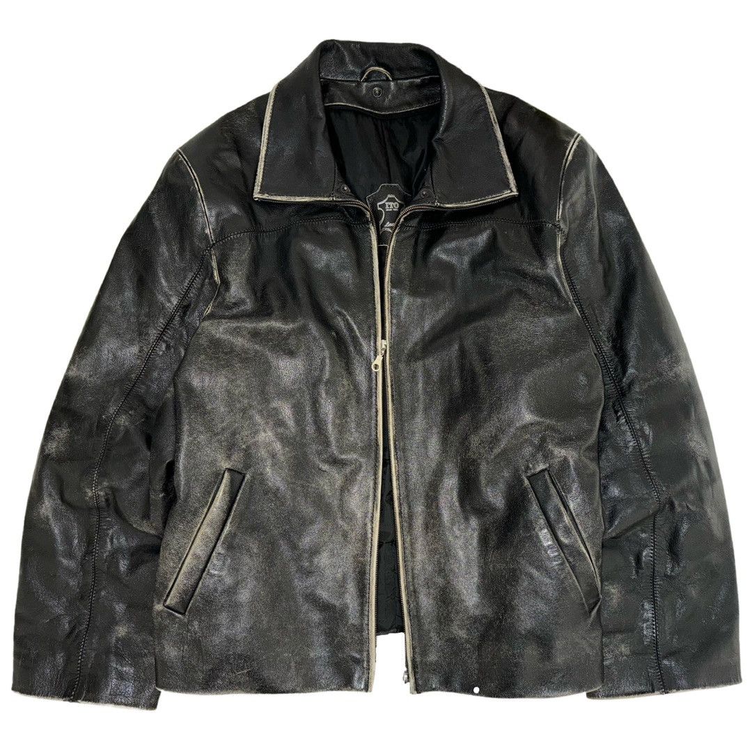 image of Vintage Leather Jacket in Black, Men's (Size XL)