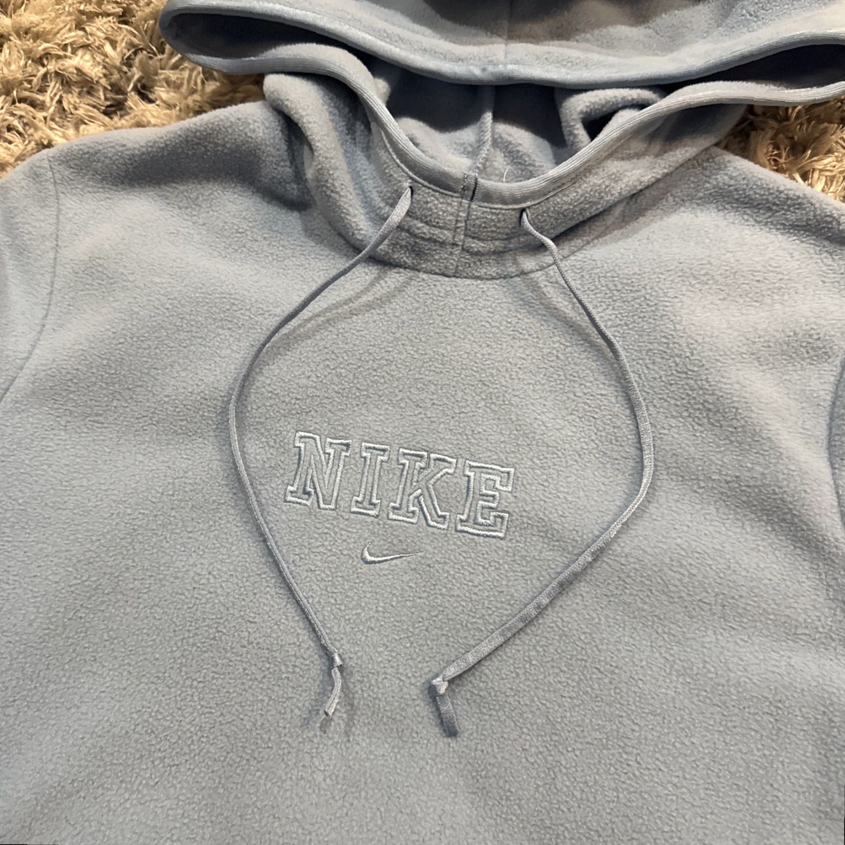 Nike VINTAGE Nike Center Spellout Blue Fleece Hoodie S Women 90s Y2K Rare Pullover Small Womens Size S / US 4 / IT 40 - 2 Thumbnail