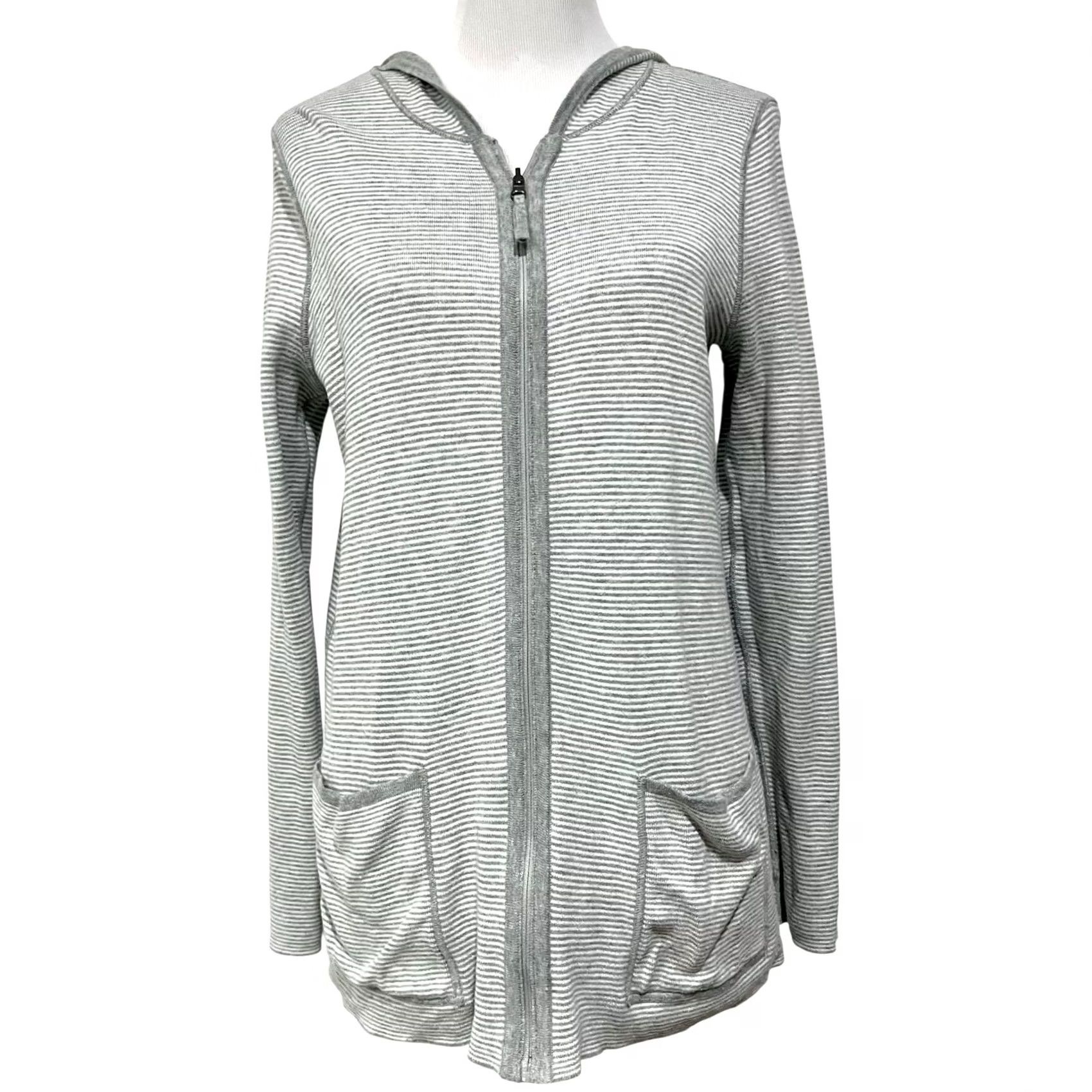 J. Jill J. Jill Women’s Reversible Knit Cardigan Jacket Hooded Full Zip Gray Sz Petite S Cardigan Sweater Womens Size S / US 4 / IT 40 - 3 Thumbnail