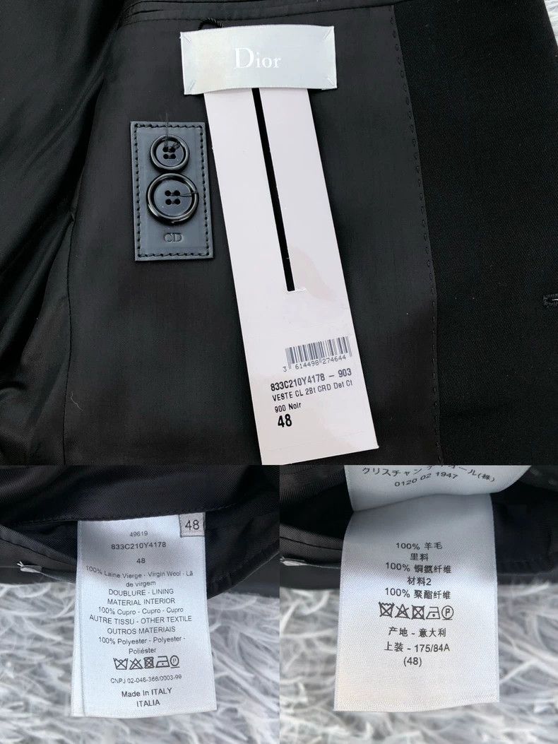 Dior Dior 18fw black fabric patchwork sleeve label suit 2501-Nex Size 48R - 9 Thumbnail