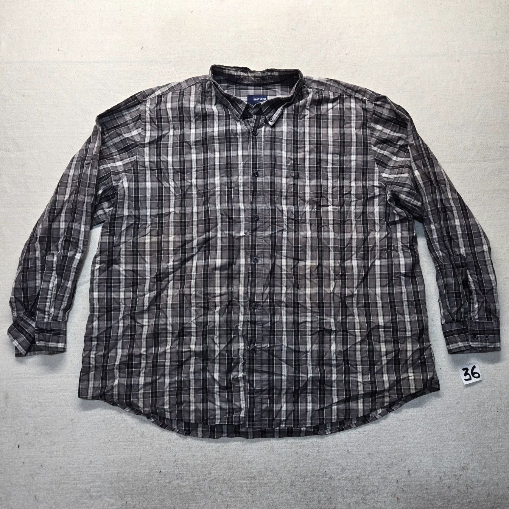 Basic Editions VINTAGE Basic Editions Gray Plaid Button Up Shirt Long Sleeves Adult Men's Size 4XL Size US XXL / EU 58 / 5 - 2 Thumbnail