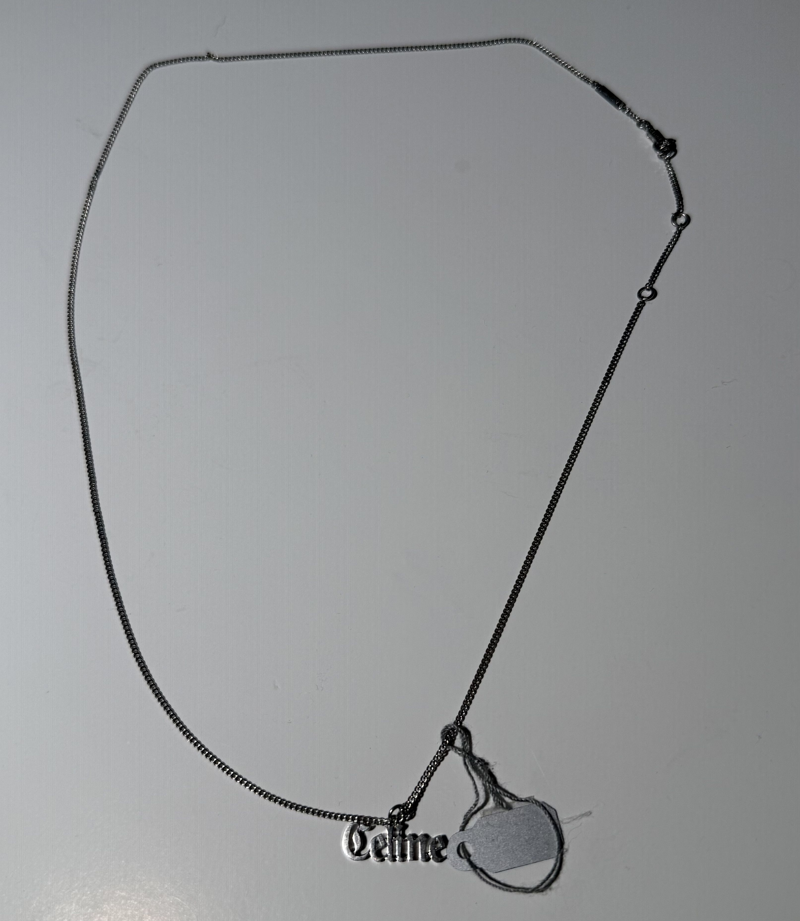 Celine Gothic Logo Necklace Silver Tone Chain Luxury 925 Size ONE SIZE - 3 Thumbnail