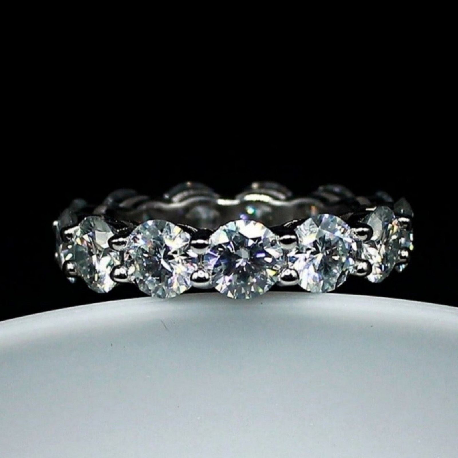 Other Round Moissanite Ring Full Eternity Band Tennis 9 NWT Size ONE SIZE - 3 Thumbnail