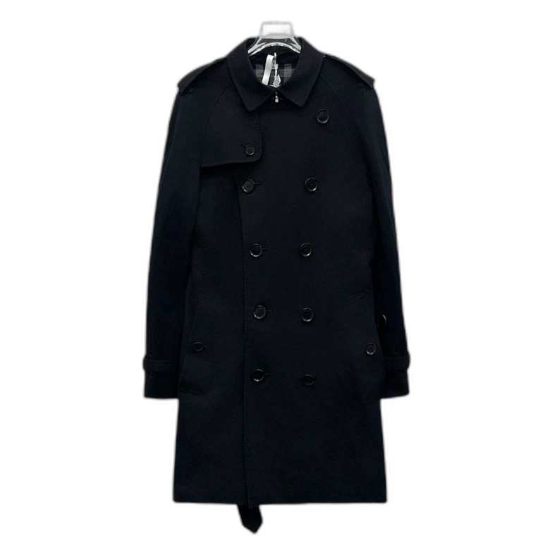 Burberry Burberry Black Cotton Double-Breasted Trench Coat Size US M / EU 48-50 / 2 - 1 Thumbnail