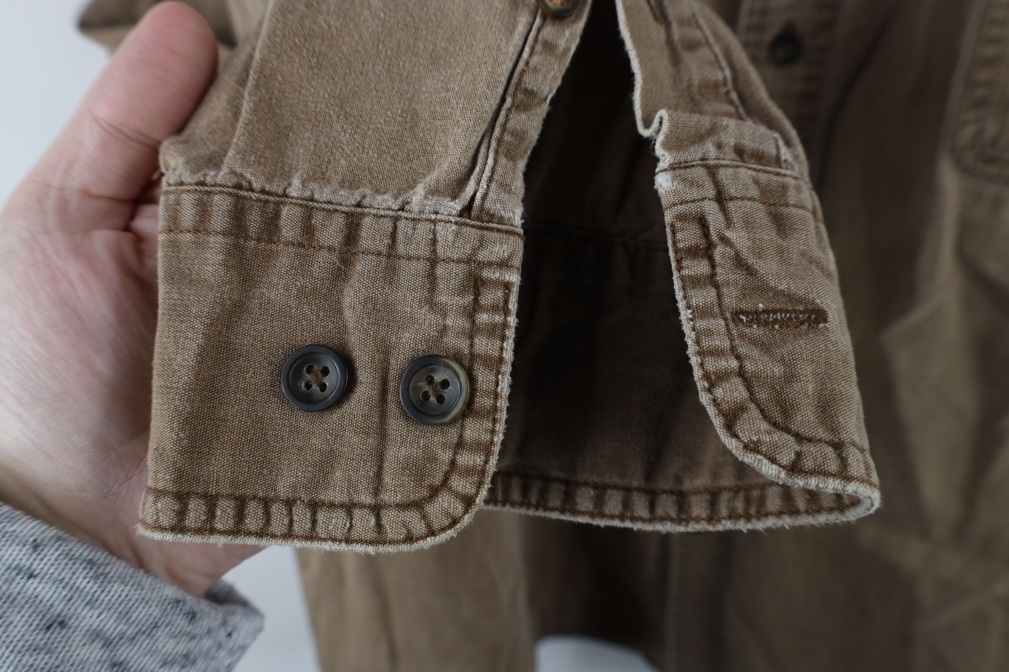 Vintage Vintage 90s Streetwear Stonewash Canvas Button Shirt Brown Size US XXL / EU 58 / 5 - 11 Thumbnail