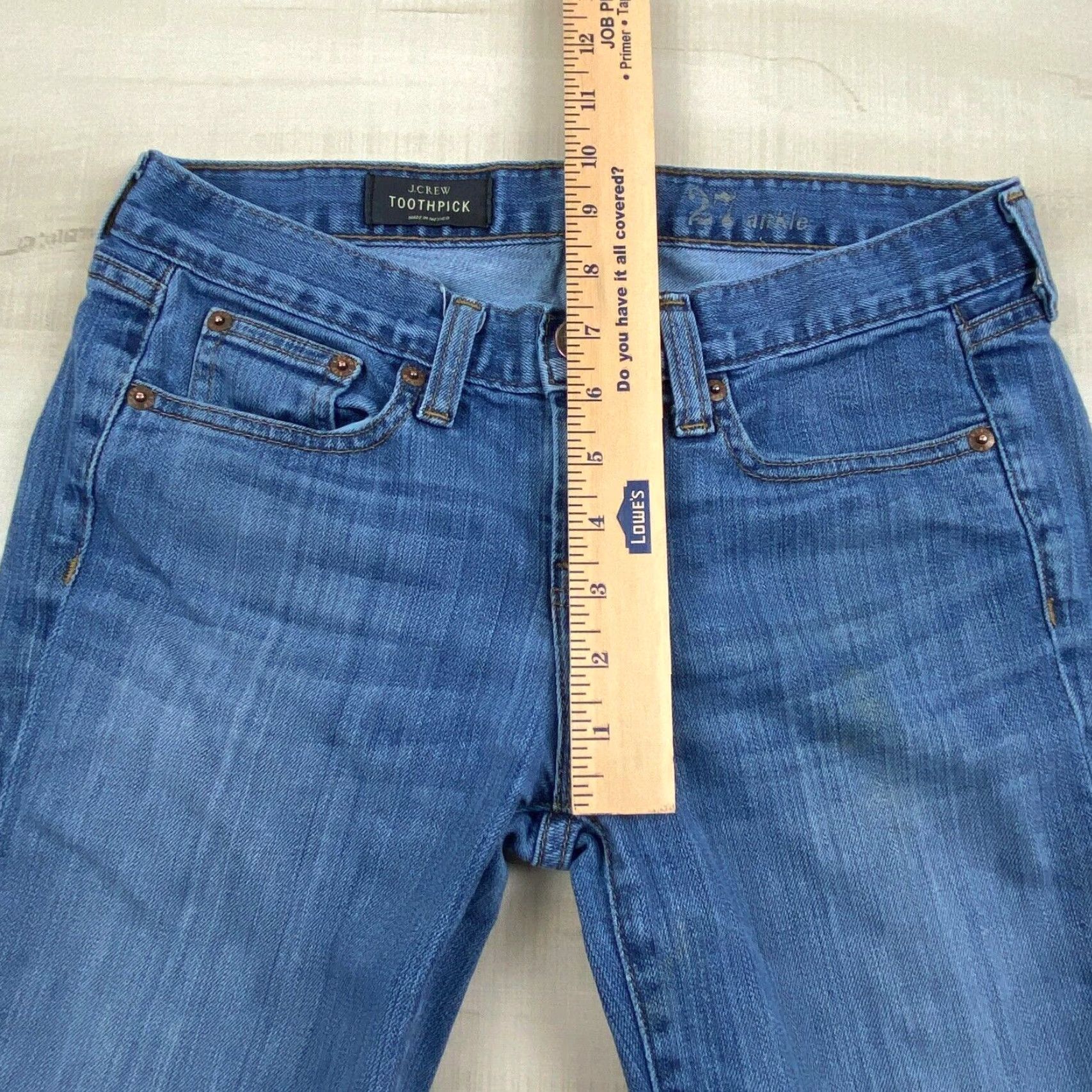 J.Crew J.CREW Women's Medium Wash Skinny Jeans 27 Low Rise Ankle Blue Cotton Blend Stretch Size 27" / US 4 / IT 40 - 5 Thumbnail