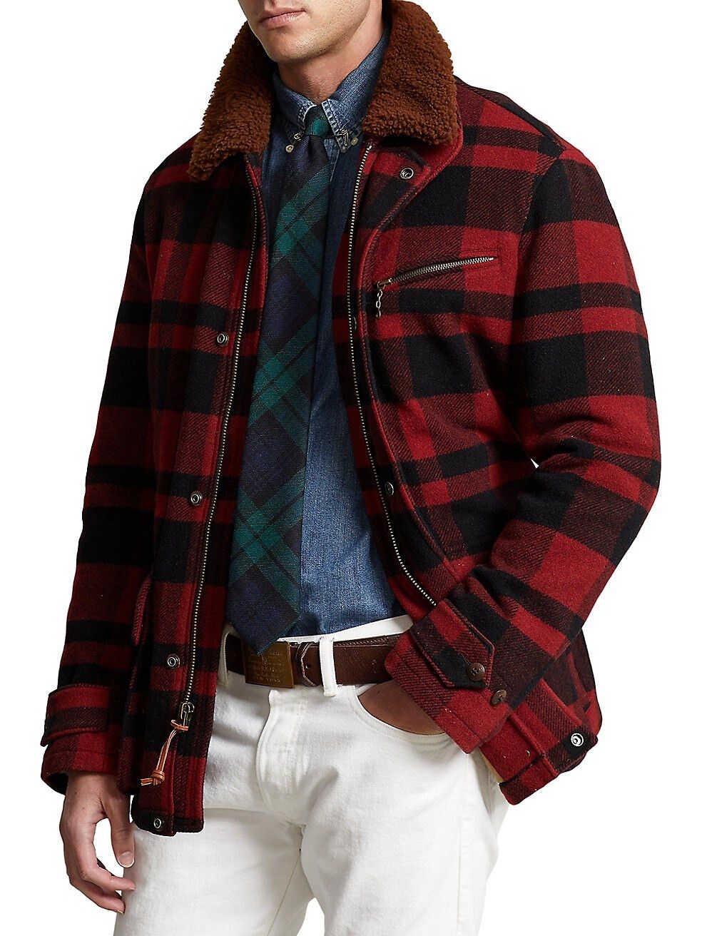 Polo Ralph Lauren Polo Ralph Lauren Shearling-Collar Plaid Barn Coat Sz Small Size US S / EU 44-46 / 1 - 1 Thumbnail