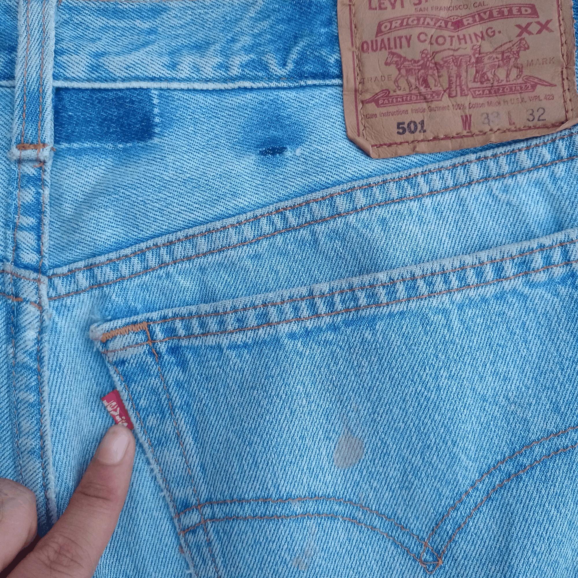 Levi's × Levi's Vintage Clothing Vintage 90s Levis 501 Blue Wash Distressed Baggy Jeans 31x32 Size US 31 - 6 Thumbnail