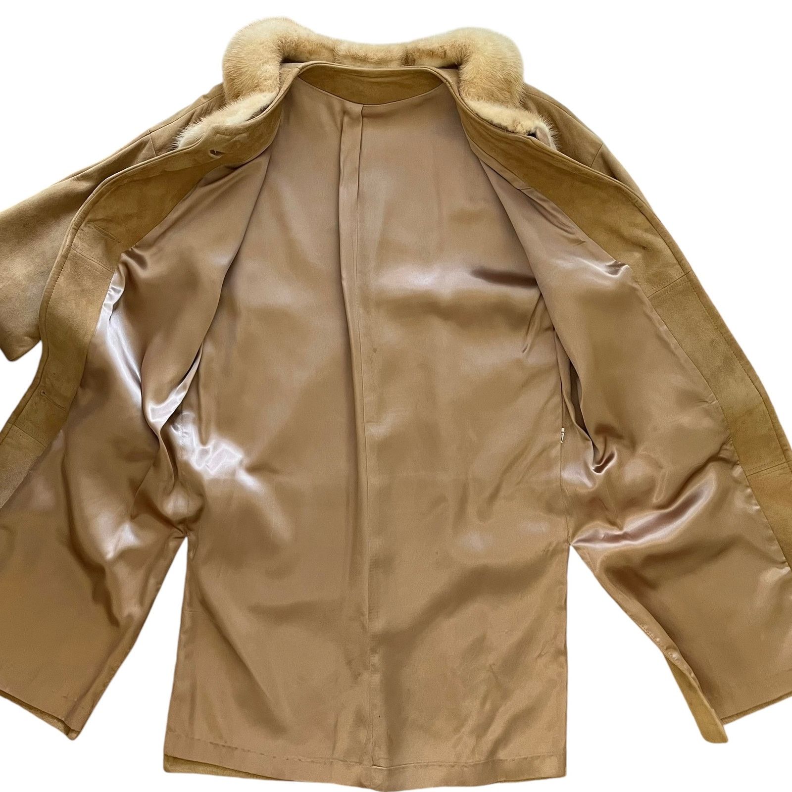 Vintage Vintage Suede Leather Coat Palomino Blonde Mink Fur Collar Size S / US 4 / IT 40 - 4 Thumbnail