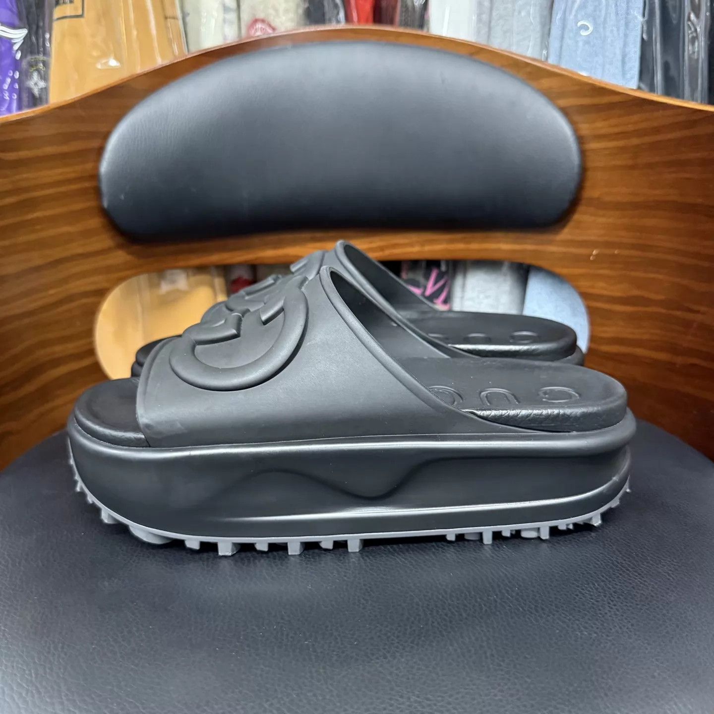 Gucci GUCCI Interlocking Black Platform Slipper 37 New Worn Once Size US 6.5 / IT 36.5 - 6 Thumbnail