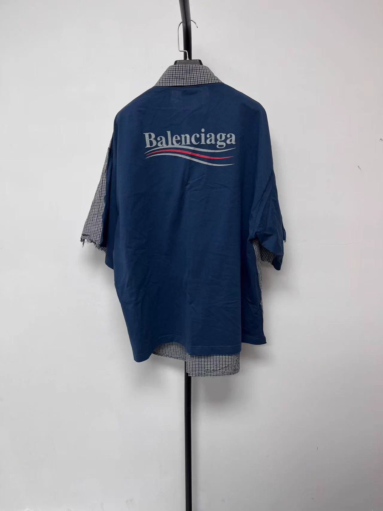 Balenciaga Balenciaga Gingham cotton-linen oversize men's shirt 2 Size US M / EU 48-50 / 2 - 2 Thumbnail