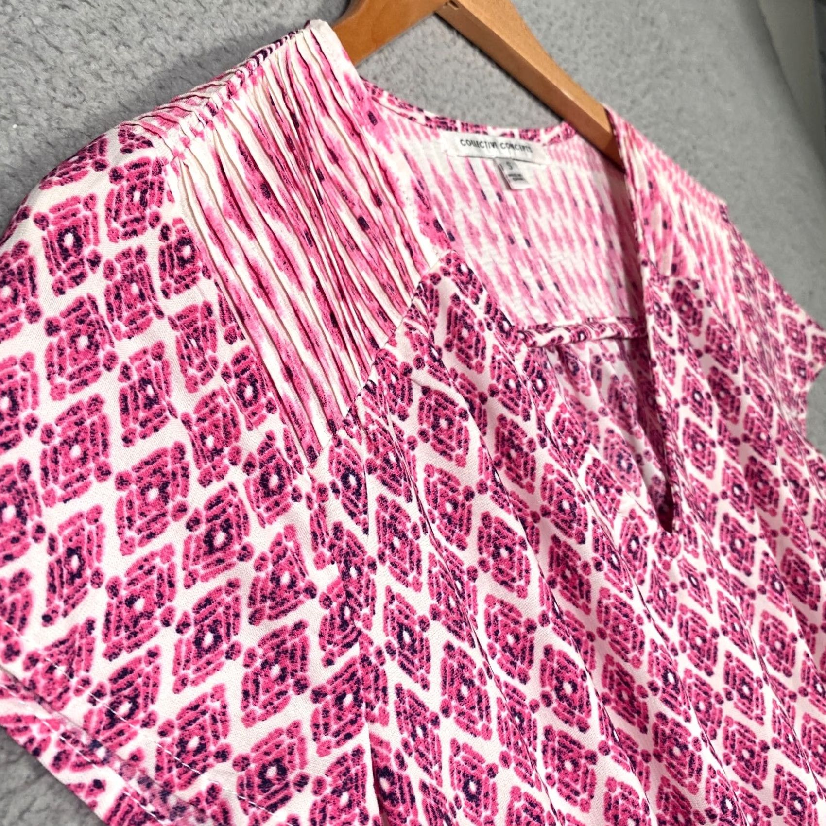 Vintage COLLECTIVE CONCEPTS Dress Small Pink Drop Waist Knee Length A-Line Bohemian Vacation Coastal Beach Women's Size S / US 4 / IT 40 - 5 Thumbnail