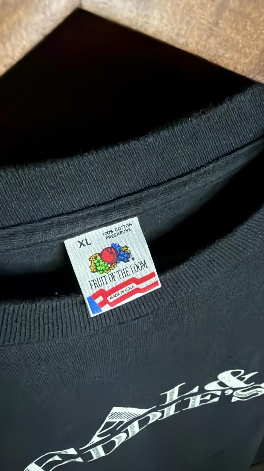 Fruit Of The Loom Al & Eddie's Vintage Black T-Shirt - XL - Fruit of the Loom Size US XL / EU 56 / 4 - 3 Thumbnail