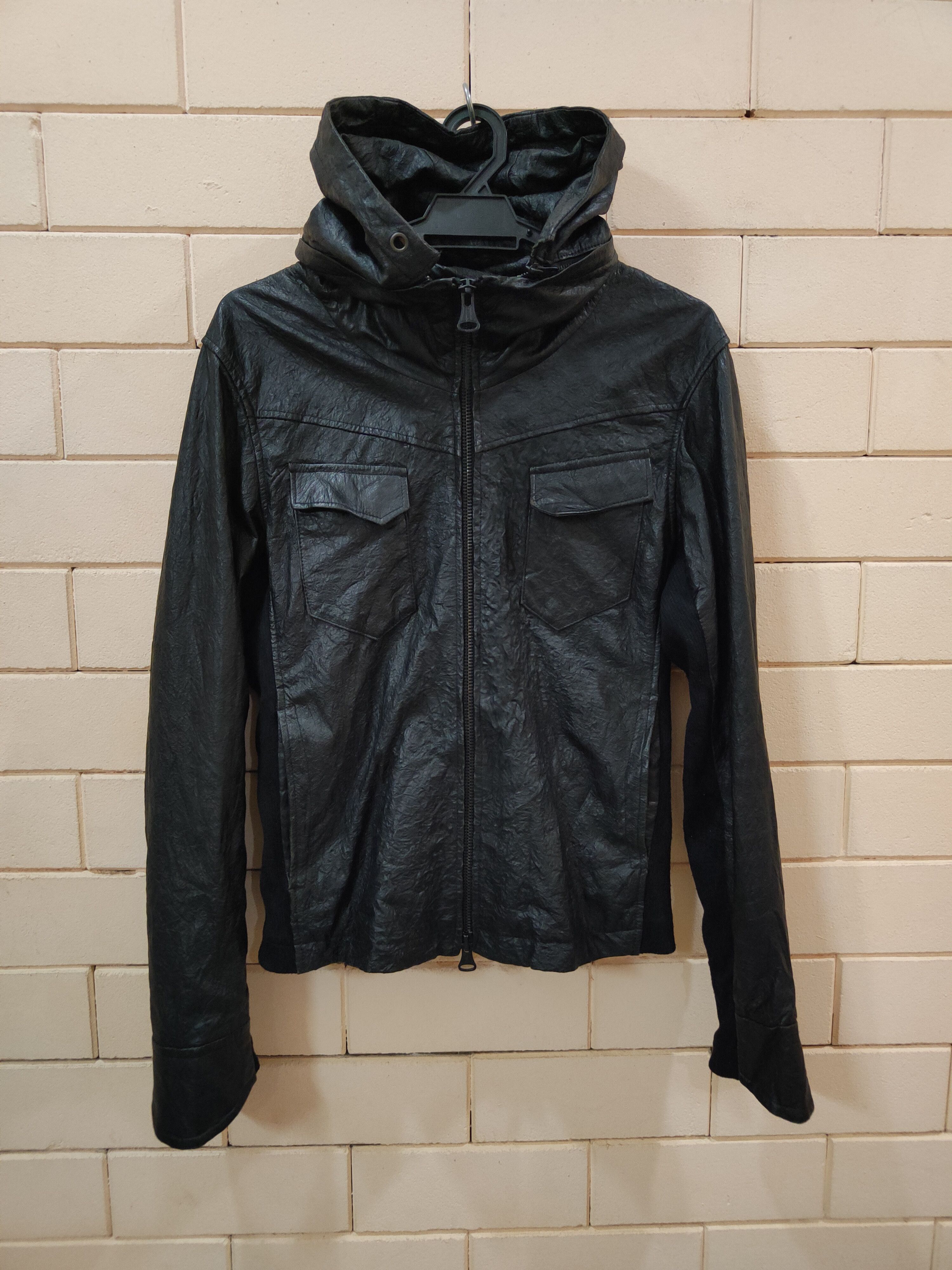 image of Buffalo Bobs Crumple Leather Jacket in Black, Men's (Size Large)