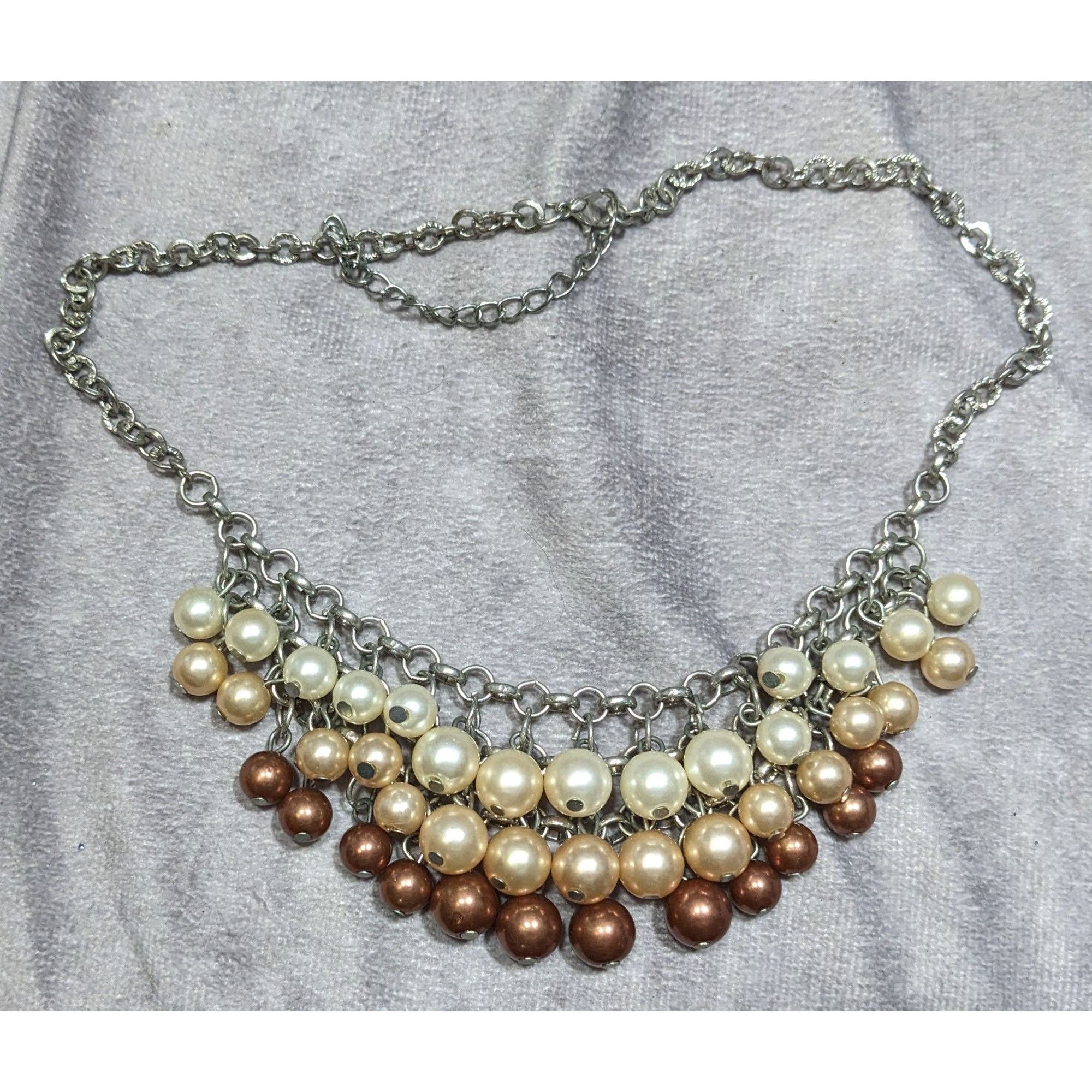 Other Elegant Multicolor Faux Pearl Cascade Necklace With Silver-T Size ONE SIZE - 6 Thumbnail