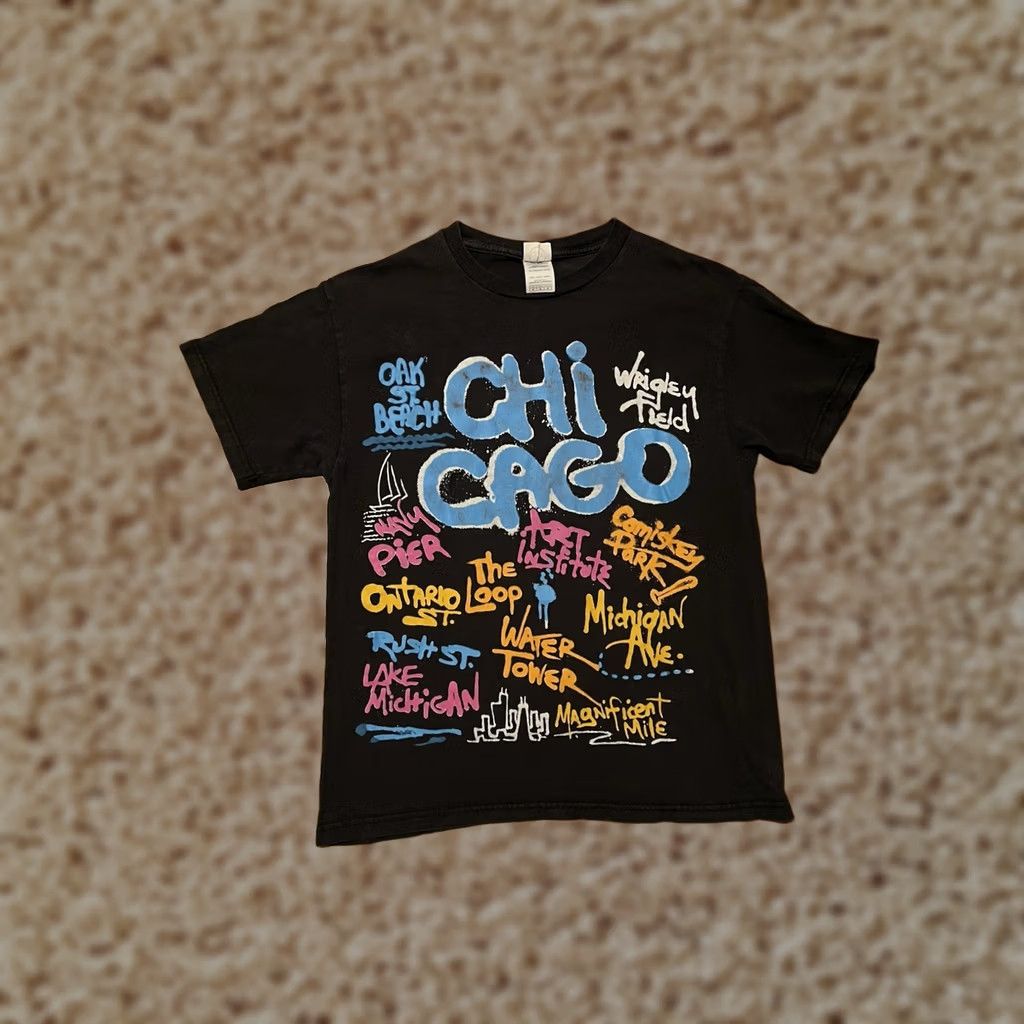 Delta Vintage Chicago City Loop Michigan Ave Distressed Graffiti T-Shirt Adult M Y2K Size US M / EU 48-50 / 2 - 1 Thumbnail