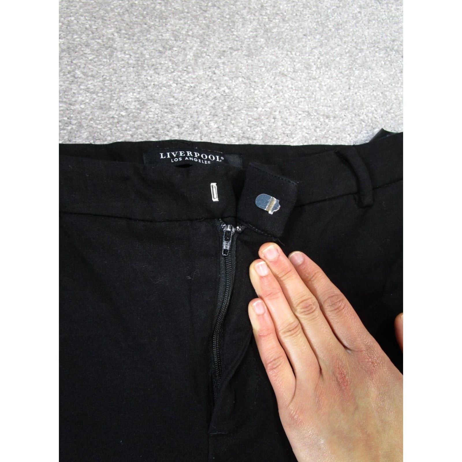 Vintage VINTAGE Liverpool Women's Pants Slim Fit Ankle Stretch Black 14 Skinny Knit 90s Women's Size 36" / US 14 / IT 50 - 3 Thumbnail