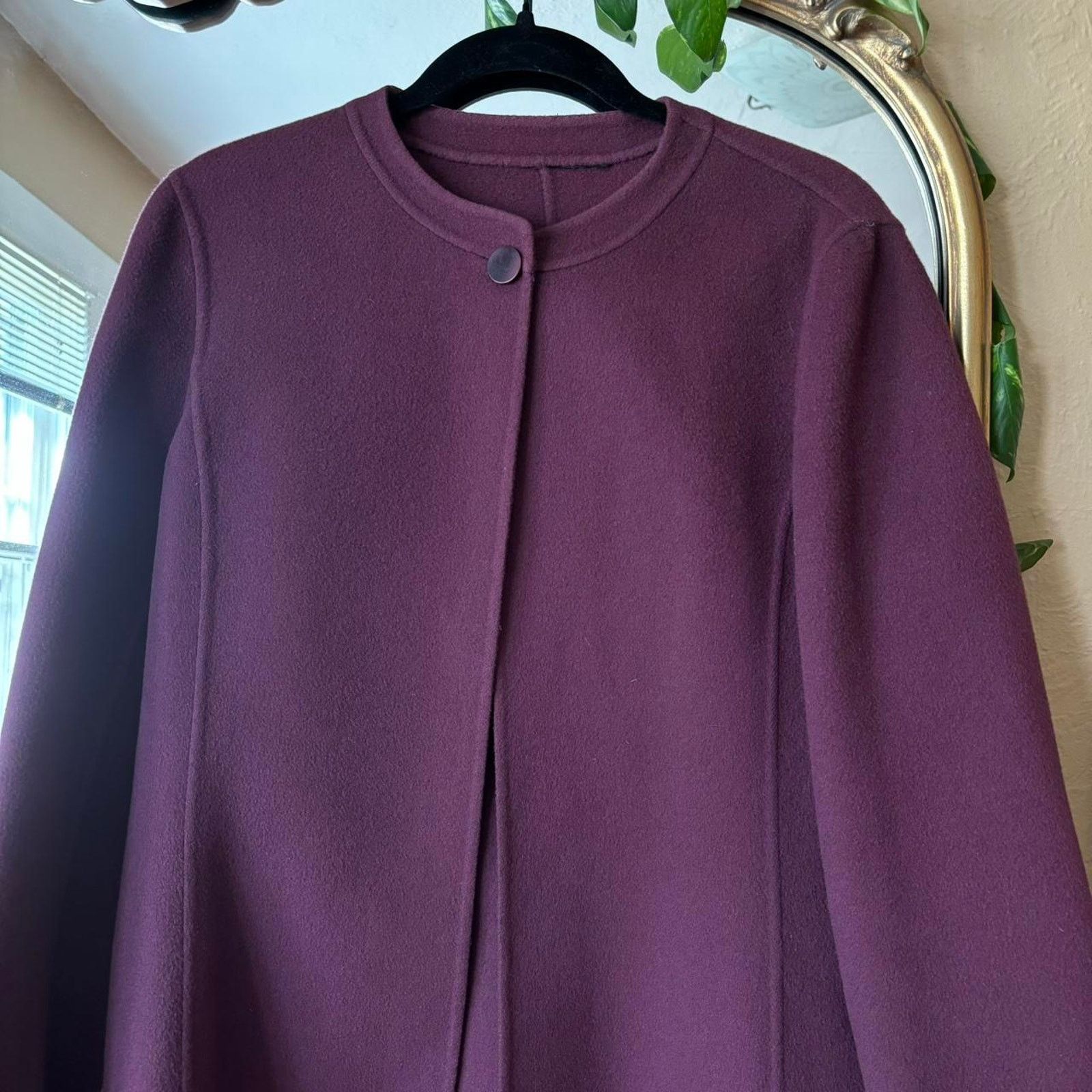 Vintage Vintage Mauve Felt Collarless Coat Eclectic Grandma Winter Size L / US 10 / IT 46 - 4 Thumbnail
