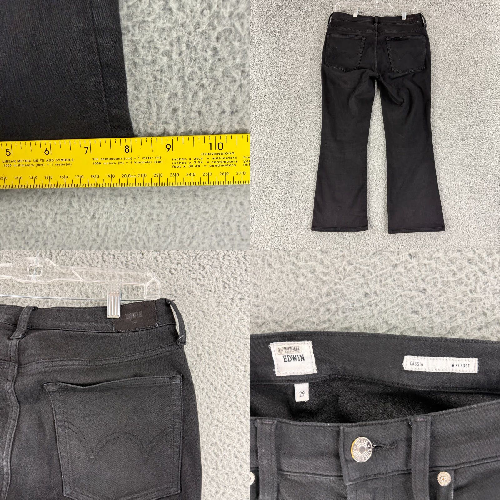 Edwin Edwin Cassia Mini-Boot Jeans Womens Size 29 Black Denim Mid-Rise Stretch Jeans Size 29" - 8 Thumbnail