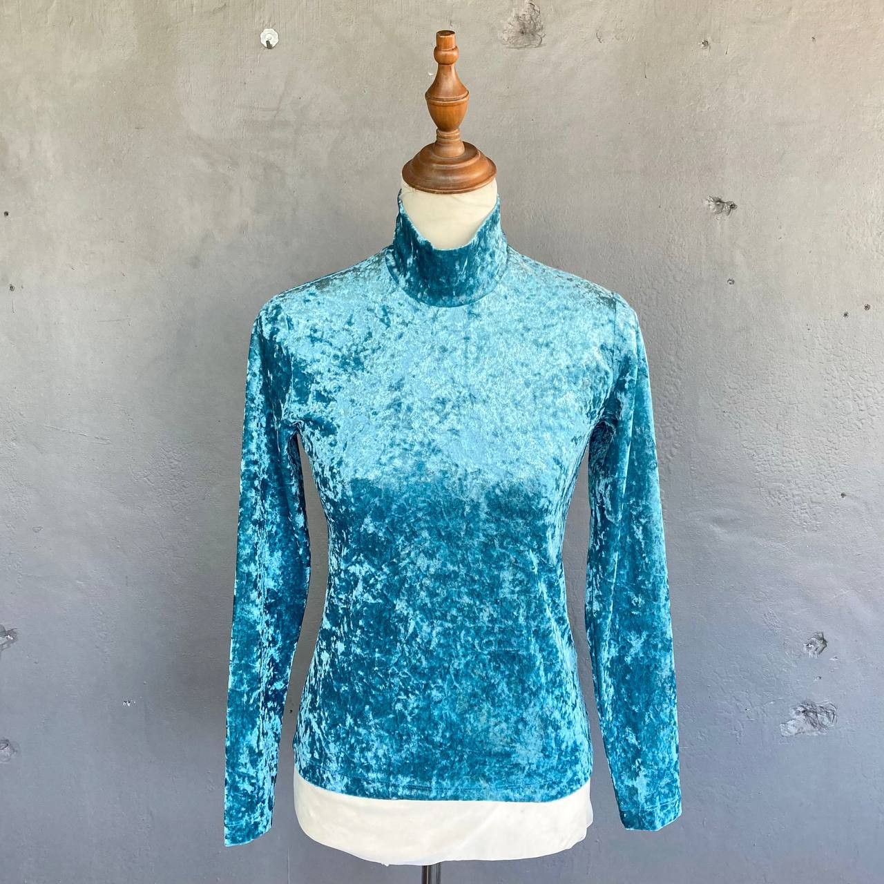 Vivienne Tam Y2k Crushed Velvet Turtleneck Long Sleeves Top Size XS / US 0-2 / IT 36-38 - 2 Thumbnail