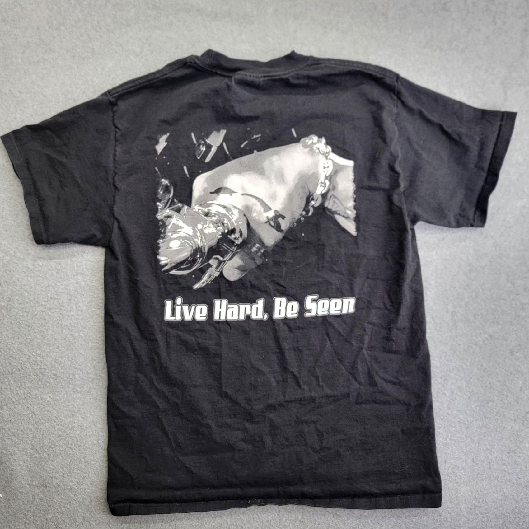 Port & Company Kris Krome Shirt Mens M Black Graphic Live Hard Be Seen Biker Flames Quote Shirt Size US M / EU 48-50 / 2 - 6 Thumbnail