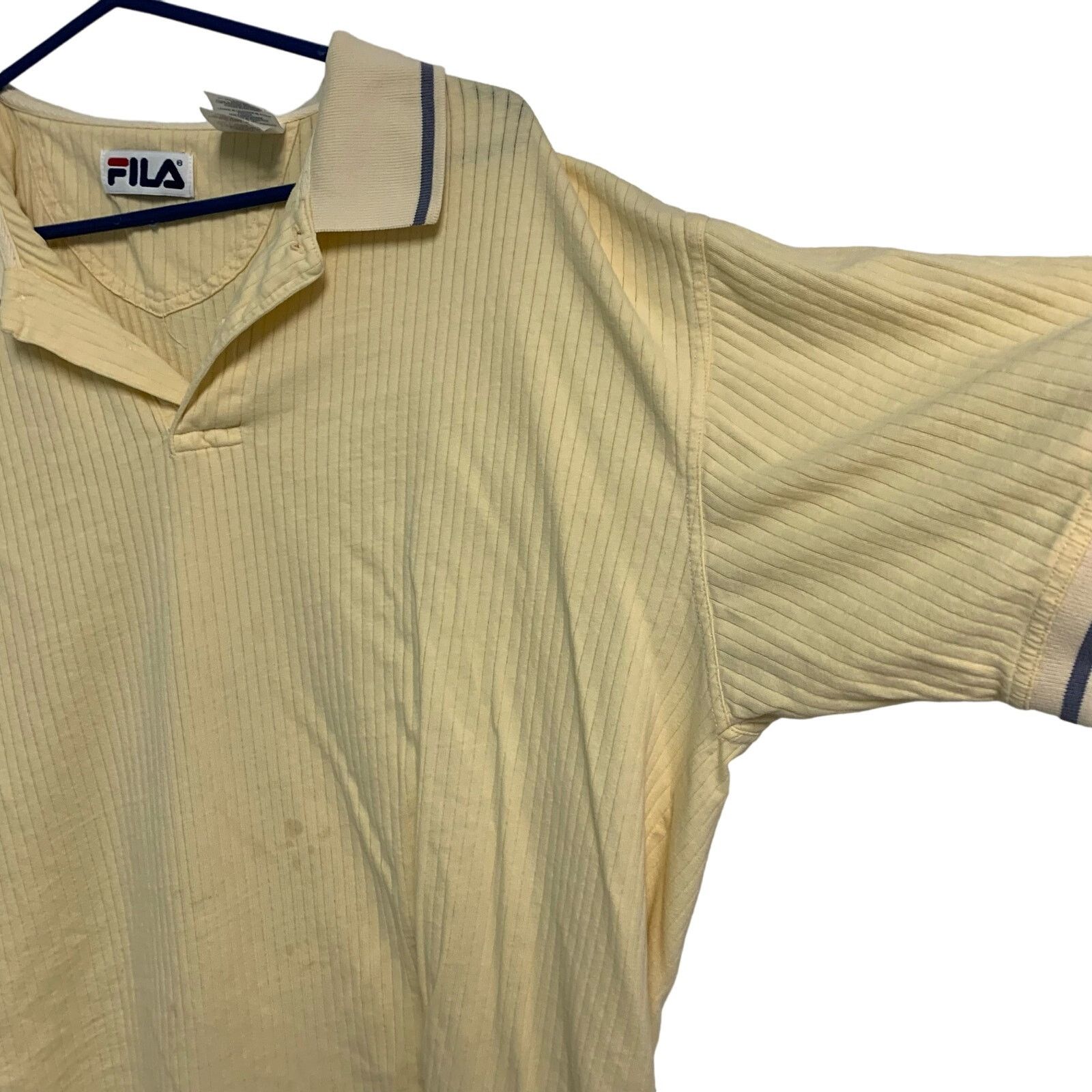 Fila FILA Vintage Y2K Men’s Yellow Ribbed Cotton Polo Shirt 2XL Size US XXL / EU 58 / 5 - 2 Thumbnail