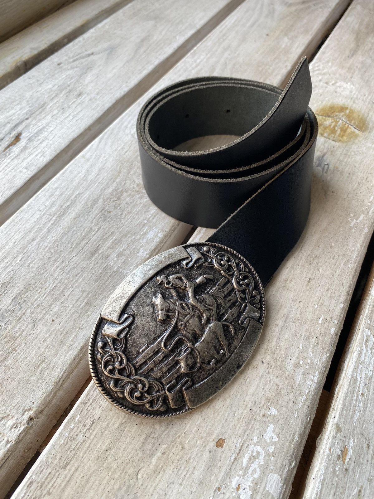 Cowboy Equipment × Vintage Vintage 90s Buckle Cowboy Leather Rock Goth Y2K Drill belt Size ONE SIZE - 1 Thumbnail